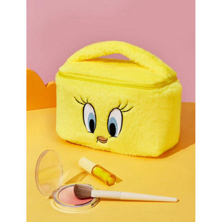 現貨供應中｜24H出貨🚚｜LOONEY TUNES 崔弟 Tweety 刺繡毛絨化妝包｜手提收納包｜大容量旅行包