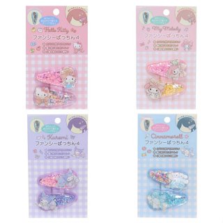 ♥小玫瑰日本精品♥ Hello Kitty 美樂蒂 酷洛米 大耳狗 造型髮夾2入組 瀏海夾 亮片邊夾 ~ 3