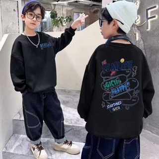 JUSTIN 臺灣現貨 兒童長袖 兒童男童秋季2024春秋新款中大童童裝衛衣男孩寬鬆上衣帥氣