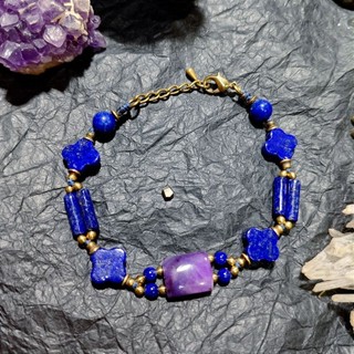 ☬ Nur gems ⁠☬舒俱萊（Sugilite）青金石(lapislazuli)蠟線編織手鍊