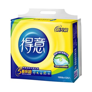 得意連續抽取式花紋衛生紙100抽*12包*7袋/箱