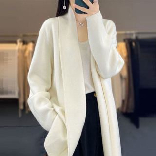 愛依依 秋冬外套 大衣 毛呢外套 開衫外套S-2XL秋季氣質百搭時尚中長款針織開衫大翻領針織外套T362-3736.