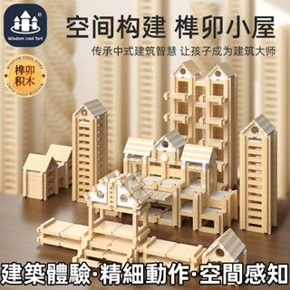 【H】家雜貨鋪 魯班家 木製建築 木製積木 組裝模型 組裝 蓋房子 積木 積木早敎益智玩具動腦魯班榫卯積木玩具 小小建築