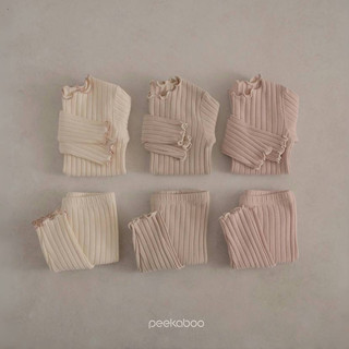 peekaboo 配色捲領寬紋兒童套裝｜女童套裝 寶寶套裝 兒童長褲 兒童睡衣 嬰兒衣服 寶寶衣服 韓國童裝