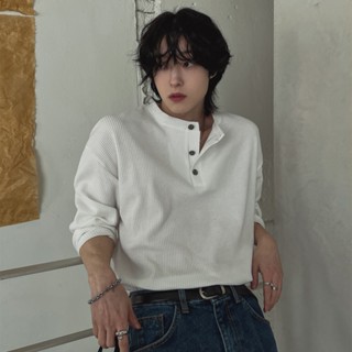 正韓休閒三粒扣亨利領羅紋長袖上衣 4色 YUPPIE 預購商品 1118