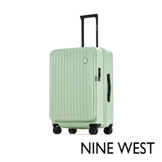 【NINE WEST】BYRON經典直條 20/24/28吋前開式擴充/行李箱/防爆旅行登機箱-薄荷綠-NW31268