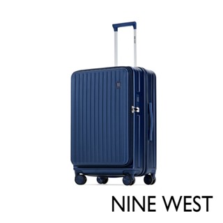 【NINE WEST】BYRON經典直條 20/24/28吋前開式擴充/防爆旅行箱/行李箱/登機箱-藍色-NW31268
