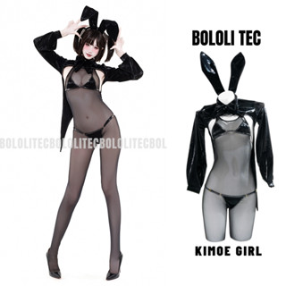 日本質感面料黑色漆皮燕尾兔女郎比基尼套裝/透視網紗/cosplay/均碼*代購BOLOLI,請先問再標XZWaaM