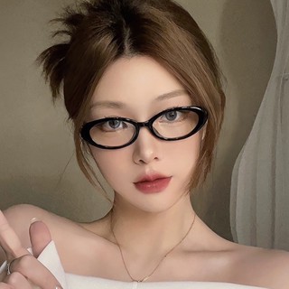 歐美風橢圓小框眼鏡女潮千禧辣妹高階感黑框鏡架素顏 防藍光平光眼鏡 74335