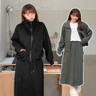 CCGIRL中大尺碼 美式俐落復古休閒運動衛衣翻式立領外套(掀蓋式口袋)-適M～5L《32148》大尺碼女裝中大尺碼外套