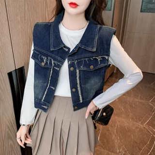 胖胖美依 秋冬上衣 大碼上衣 中大尺碼馬夾S-2XL牛仔馬甲秋季小個子休閒坎肩夾克墊肩上衣T888-7359.