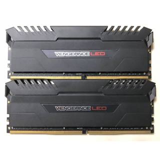 海盜船.CORSAIR DDR4-2666 8gx2=16g VENGEANCE LED (固定紅光) 黑.可超頻