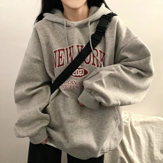 潮範十足！帽T 大學t 長袖上衣 灰色帽t 美式帽t 美式復古 情侶帽t 連帽上衣 刷毛帽t 冬天女裝 長版t 冬天長袖