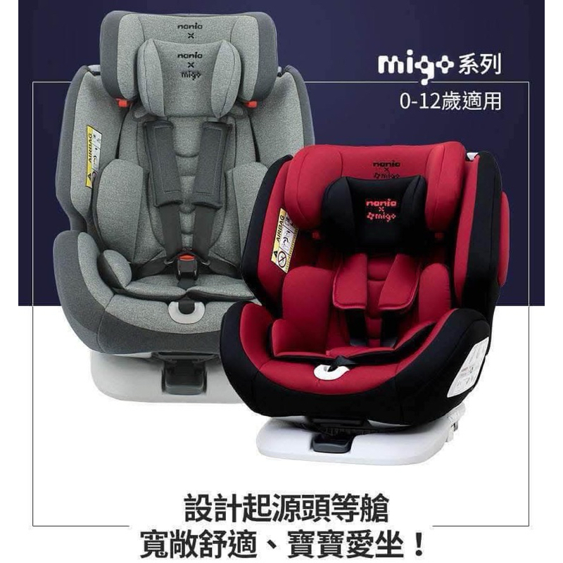 法國納尼亞Nania360度旋轉0-12歲 ISOFIX汽座 migo系列