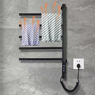 【臺灣熱賣】110V 旋轉電熱毛巾架 五桿智慧定時恆溫電加熱烘乾架 智慧電熱毛巾架 免打孔浴巾架 浴室衛生間置物架子