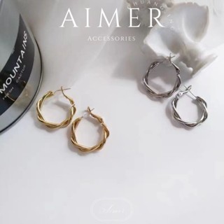 《Aimer ac》S925純銀銀針歐美 ins 風 麻花 圓圈 耳環 耳扣 女生 ｜金、銀色｜24年秋冬【臺灣現貨】