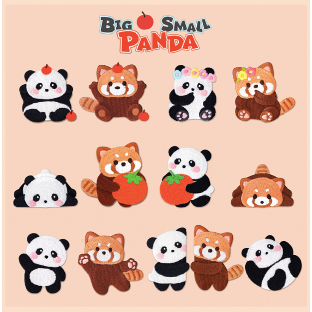 客秋皮～絕世組合 小浣熊 小熊貓 熊貓 貓熊 INS 刺繡 刺繡貼紙 背膠式繡布貼 衣服裝飾 補丁 燙布貼 刺繡貼