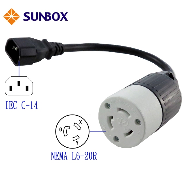 SUNBOX 電源轉接線 IEC C-14 轉 NEMA L6-20R