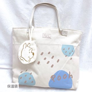 【二手現貨】Disney 迪士尼 維尼 日和 大容量肩背保溫袋 米白色 Winnie Pooh 手提袋環保袋購物袋 保溫