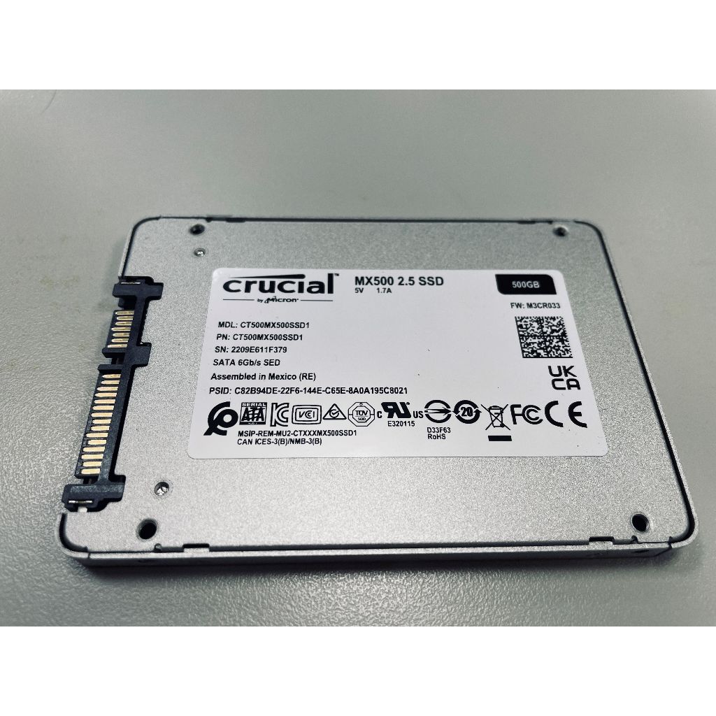 "二手" 2.5吋SSD固態碟(3)/美光/500GB Micron crucial