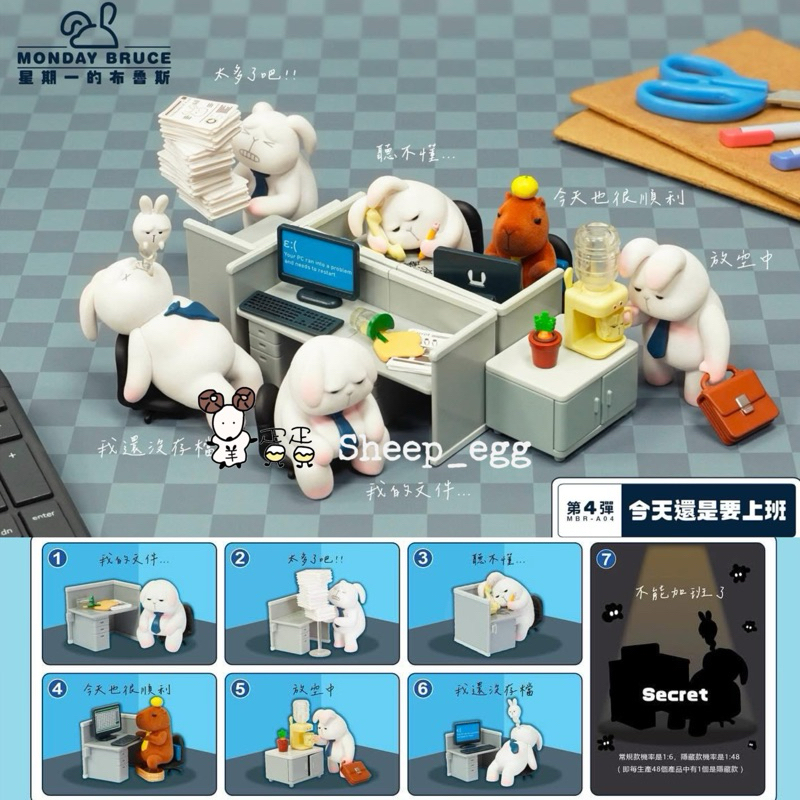 『現貨』羊蛋蛋 轉蛋 扭蛋 盒玩 正版 星期一的布魯斯 布魯斯 今天還是要上班 今天 上班 場景 經典 第四彈 盲盒