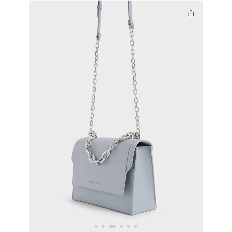 🏷️ 9.9成新· Charles&Keith 鏈條掀蓋斜背包 藍