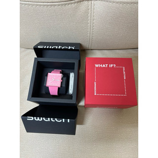SWATCH Gent 原創系列手錶 生物陶瓷 方形錶 櫻花粉 女錶 手錶 瑞士錶 錶(34mm)