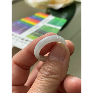 內徑20，國際戒圍18，no841，玉到愛，冰白翡翡翠戒指（戒圈），種水好，無紋內圈小缺角，保證緬甸玉翡翠A貨