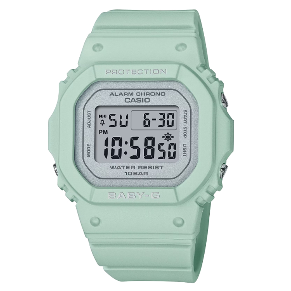 【CASIO 卡西歐】 BABY-G 輕巧纖薄 絢麗春日 鼠尾草綠 經典方型 BGD-565SC-3_37.9mm
