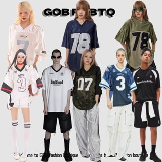GOB美式上衣 球衣 美式足球服 美式復古短袖 寬鬆上衣 短袖上衣 運動上衣 寬版t恤 歐美風上衣 美式大學t 街頭嘻哈