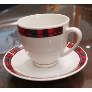 二手espresso蘇格蘭格紋咖啡杯組，韓國製造