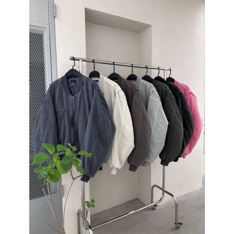 現貨藍🚀韓國🇰🇷ins x unisex保暖穿搭短版洗水舖棉ma1飛行外套 潮流 歐巴穿搭 修飾身形 拉長比例 連線款