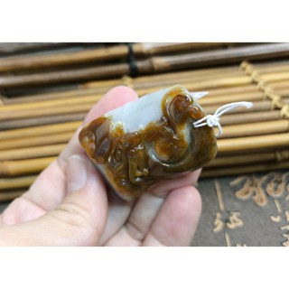 【禾賢行】天然翡翠.緬甸玉.糯種帶黃翡翡翠龍牌/龍騰九霄.手工精雕墬子.項鍊.玉珮.H24072801033