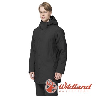 【wildland 荒野】男PR棉輕量極暖防水長版外套『印黑』0B22902