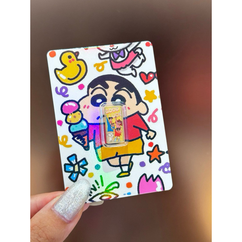 金大囍銀樓999.9小金條1克約0.227錢蠟筆小新卡通小金條可愛小金條正反面全家福有愛一家人送禮自用收藏黃金