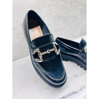H&M 皮革 樂福鞋 懶人鞋 學院風 37號