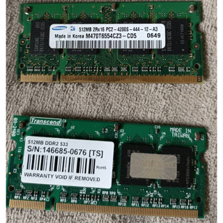 中古良品 二條一起賣 筆記型電腦記憶體- Samsung M470T6554CZ3-CD5 512mb DDR2-533
