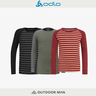 [ODLO] 童款 ECO銀離子保暖型圓領上衣 條紋 (159409)