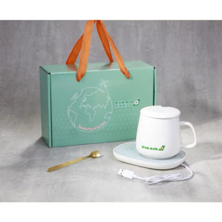 陶瓷保溫杯墊禮盒組 茶杯 花茶杯 咖啡杯 EVA AIR 長榮航空 USB充電保溫 容量380ml 長榮