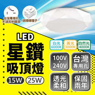 ⭐含稅免運⭐臺灣快速出貨 LED吸頂燈 星鑽 浴室燈 廁所燈 走道燈 走廊燈 陽臺燈 15W 25W