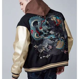 四神獸國風重磅刺繡山海經青龍白虎朱雀玄武棒球服橫須賀外套-B72259