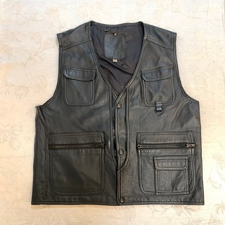 🌈8成新🌈XL黑色大尺寸真皮背心✅真皮皮衣 Euro Fashion Vest🐏羊皮背心 二手皮背心 紳士背心 酒保背心