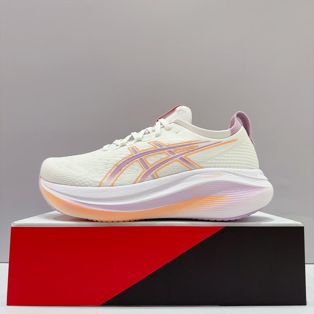 ASICS GEL-NIMBUS 27 (D) 女生 白粉色 寬楦 透氣 緩震 運動 慢跑鞋 1012B752-101