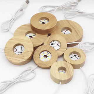 臺灣現貨✨LED實木燈 DIY小夜燈 發光底座 LED原木燈 原木展示燈 USB展示燈座 實木擺飾