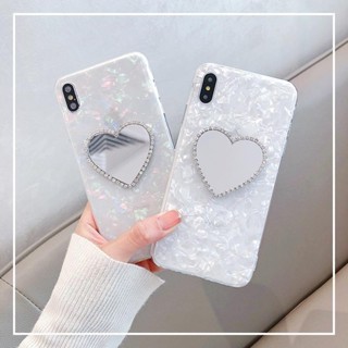 iphone 16 15 14 13 12 Pro Max XR i7 i8 Plus時尚貝殼紋鏡子補妝鏡透明手機殼