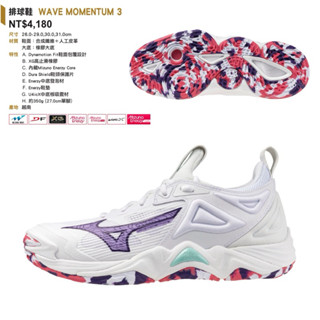 【詹姆士的店】美津濃 排球鞋 WAVE MOMENTUM 3 V1GC231220