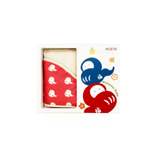 nizio 滿福寶系列-小蘑菇天然棉紗4in1-紅色｜ 浴巾/浴袍/包巾/圍裙【新生禮/彌月禮/寶寶出生禮】