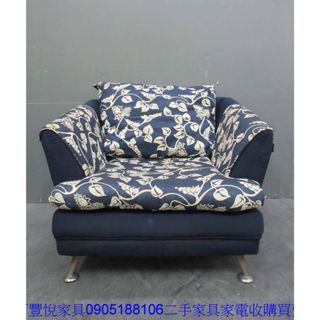 新竹2手傢俱◎百豐悅二手傢俱-二手沙發 藍色90公分花布單人沙發 套房沙發 休閒沙發 沙發椅 苗栗2手傢俱 後裡二手傢俱