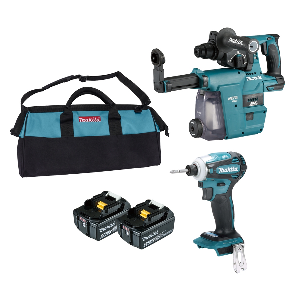 Makita 牧田 DLX2468GX1 充電無刷雙機組 四溝鎚鑽 DHR242+衝擊起子 DTD172 18V