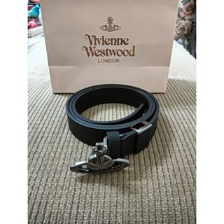 Vivienne Westwood 西太后土星 絕版義大利精品 防刮真牛皮腰帶 幾乎全新 高階感黑土星扣頭 皮帶